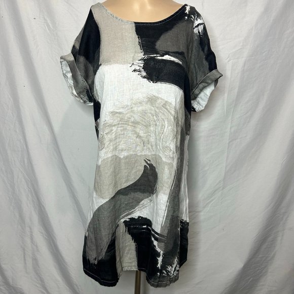 Viola Borghi Women's Tunic Black and White Paint Style Size‎ Medium - Picture 1 of 6